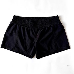 [SOLD] Black Low Waisted Nylon Athletic Track Shorts with Built-in Liner